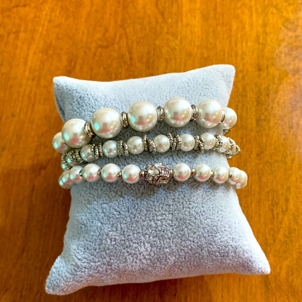3 Pearl Bead Stackable Bracelets